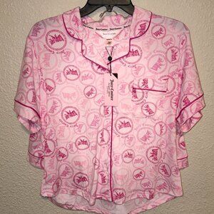 Juicy Couture Classic Scotty Pajama Set Pink Logo Print Shorts Set Size M NWT